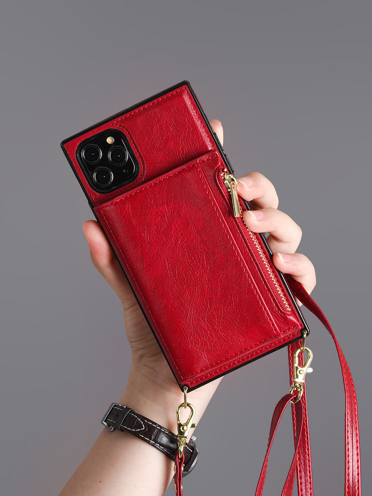 Red Backpack Crossbody Card Holder iPhone Case:  Back side