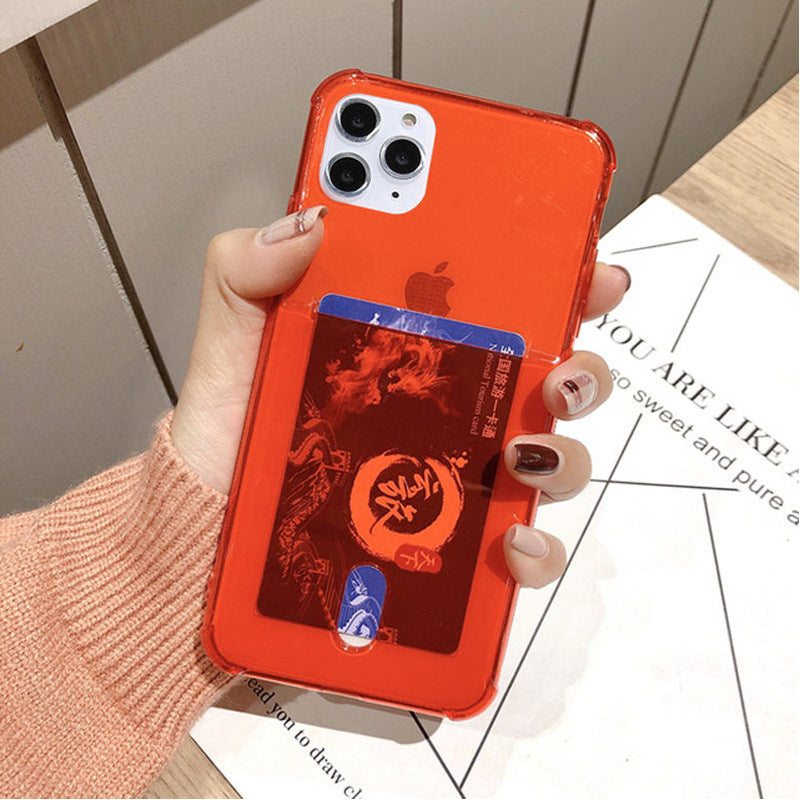 Clear iPhone Case with Stylish Card Holder: Red