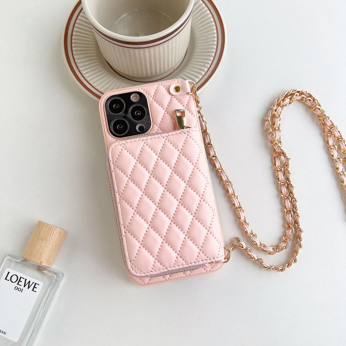 uxury Crossbody Card Holder iPhone Case: Pink