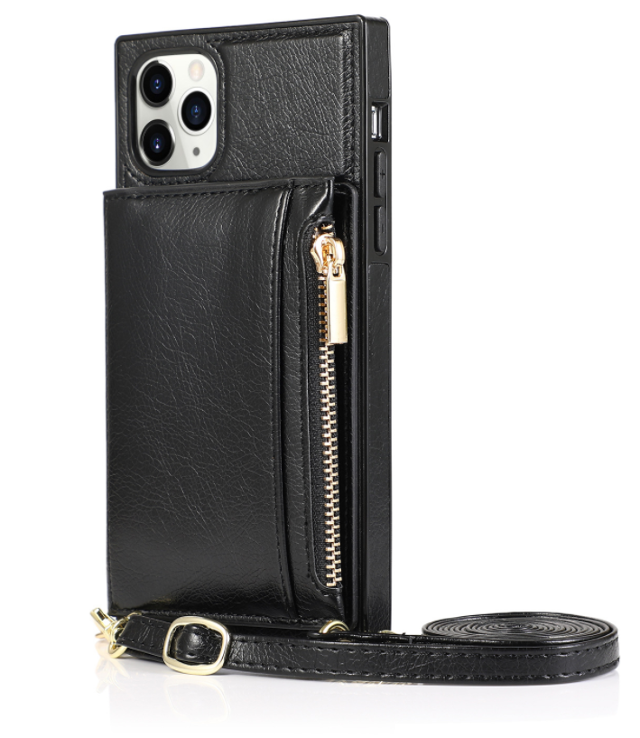 Backpack Crossbody Card Holder iPhone Case: Black