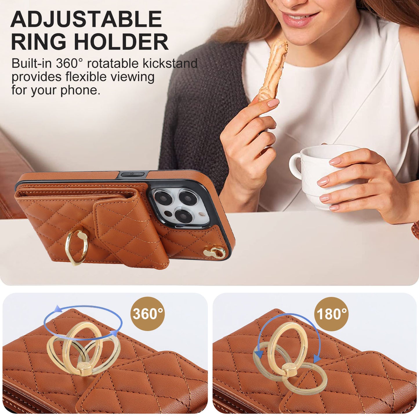 iPhone Crossbody Card Case: Show casting adjustable ring holder