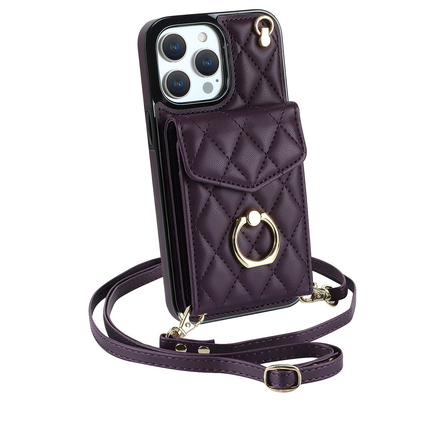 Woman iPhone Crossbody Card Holder Case: Stylish Leather Protection