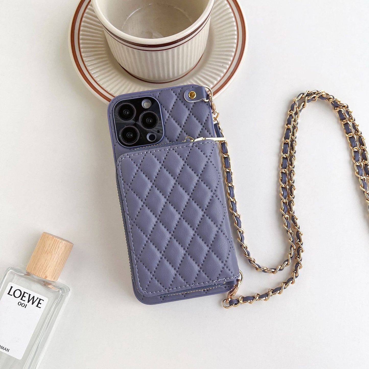 uxury Crossbody Card Holder iPhone Case: Purple