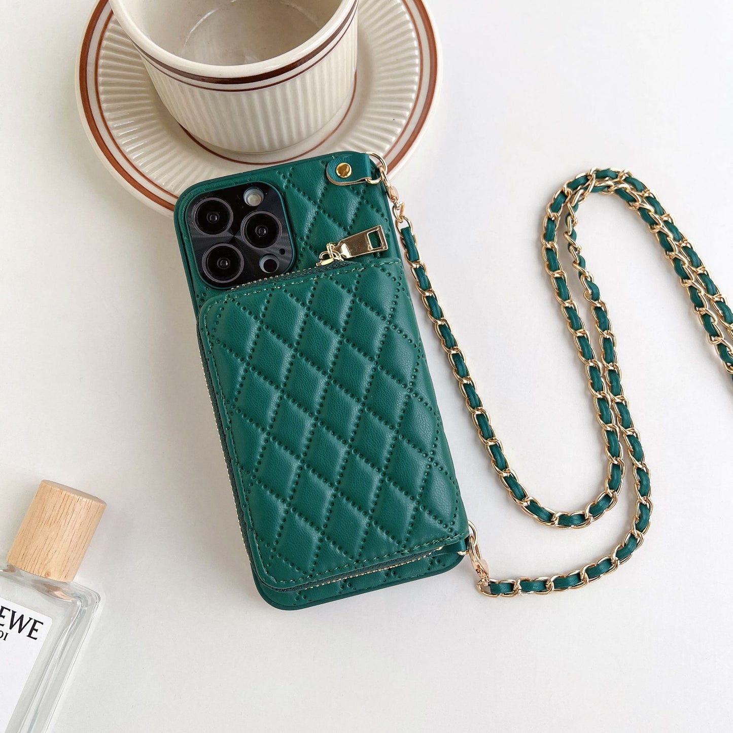 uxury Crossbody Card Holder iPhone Case: Green