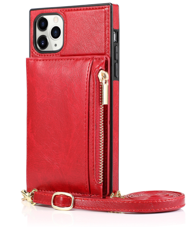 Backpack Crossbody Card Holder iPhone Case: Red